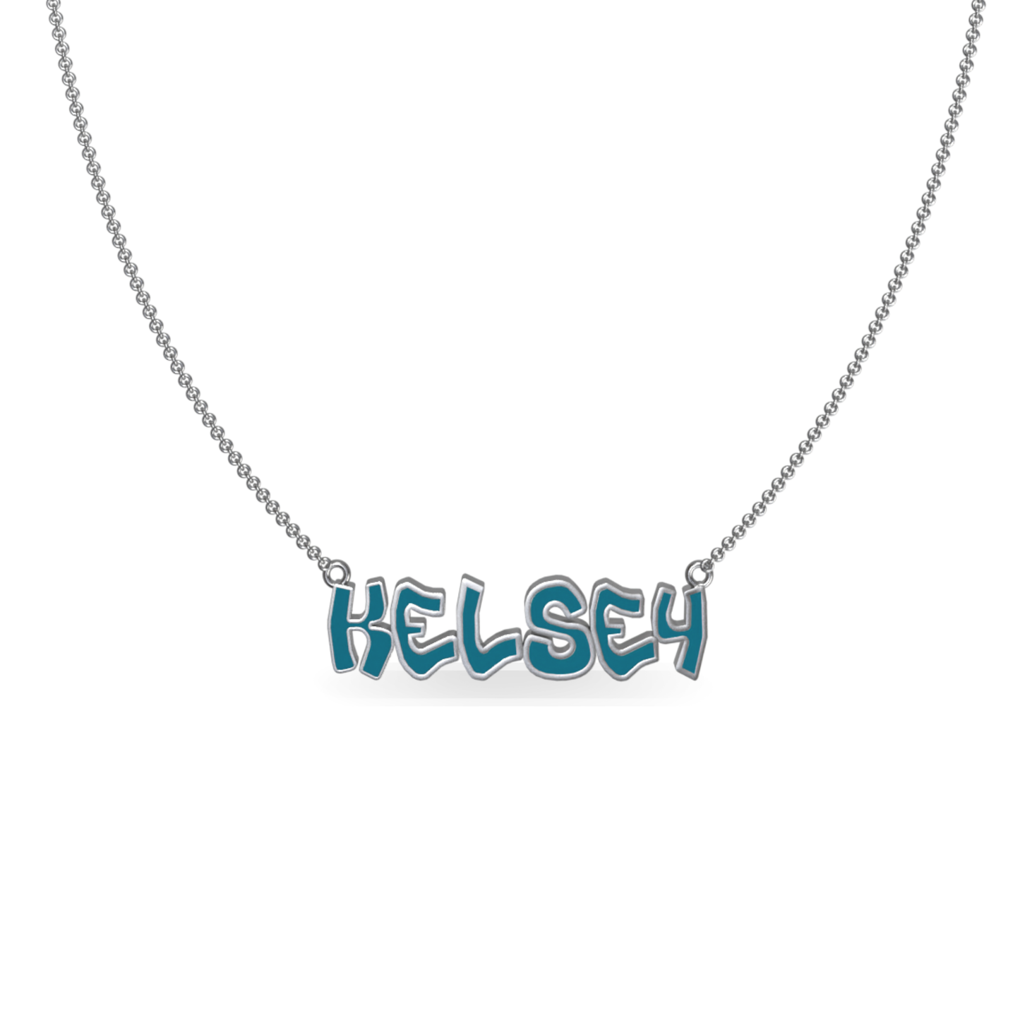 Mini Graffiti Name Plate Necklace | Sterling Silver