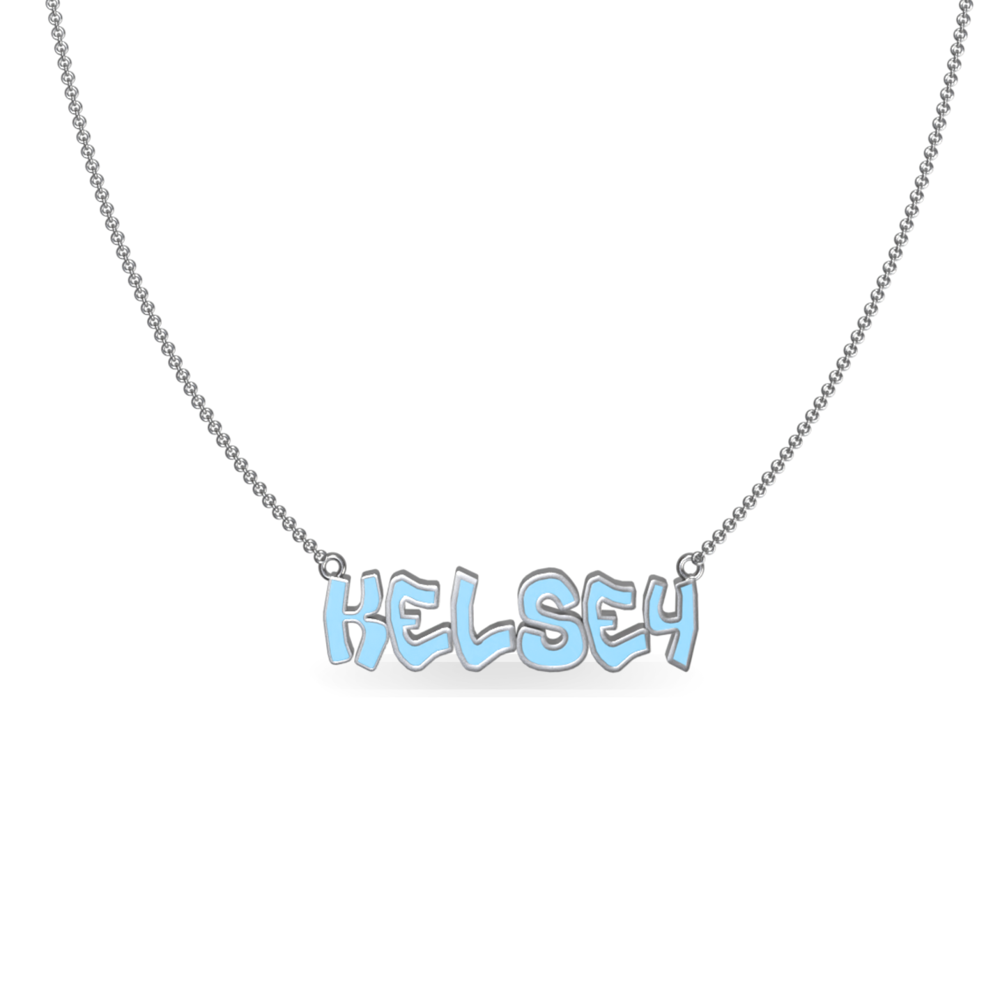 Mini Graffiti Name Plate Necklace | Sterling Silver