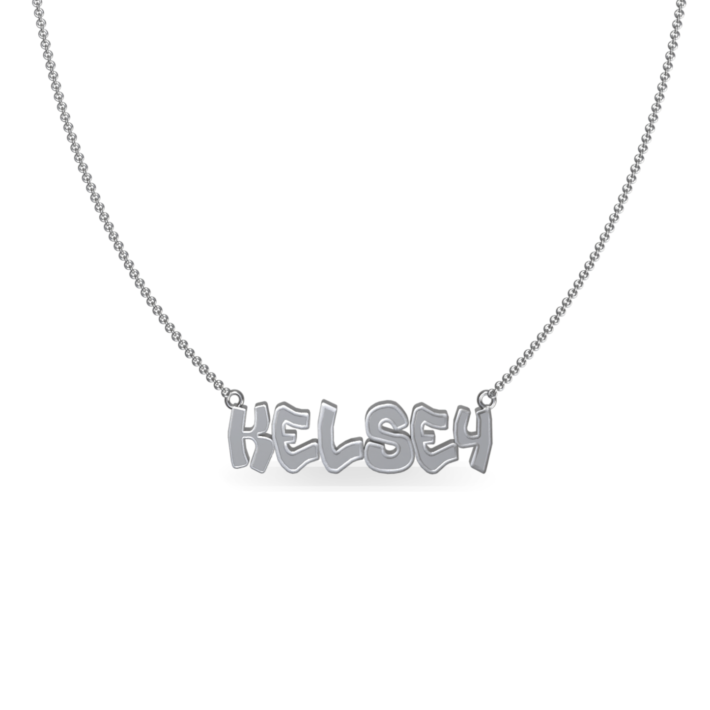 Mini Graffiti Name Plate Necklace | Sterling Silver