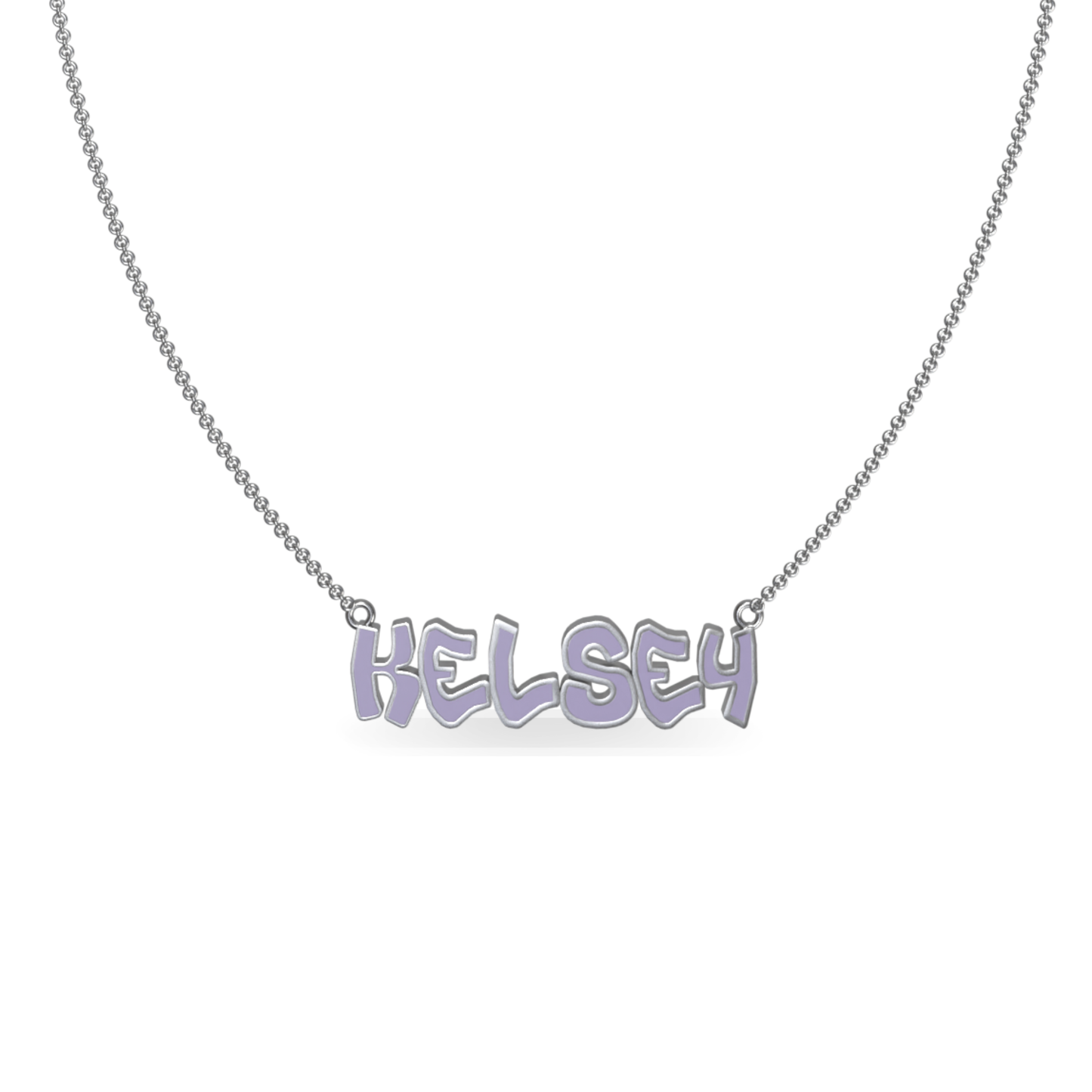 Mini Graffiti Name Plate Necklace | Sterling Silver