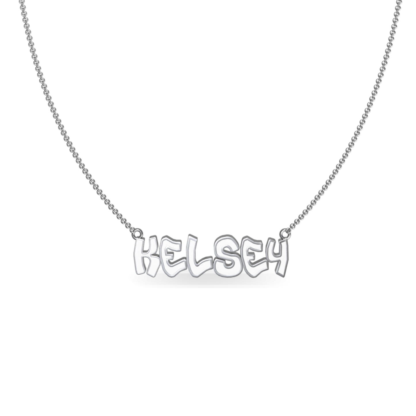 Mini Graffiti Name Plate Necklace | Sterling Silver