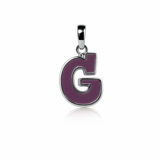 Graffiti Initial Charm | Sterling Silver Sunset Purple {{ catogery }} {{ Collections }}
