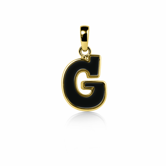 Graffiti Initial Charm | 14K Gold Black Night {{ catogery }} {{ Collections }}