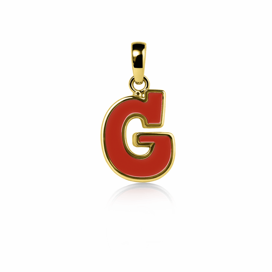 Graffiti Initial Charm | 14K Gold Red Clay {{ catogery }} {{ Collections }}