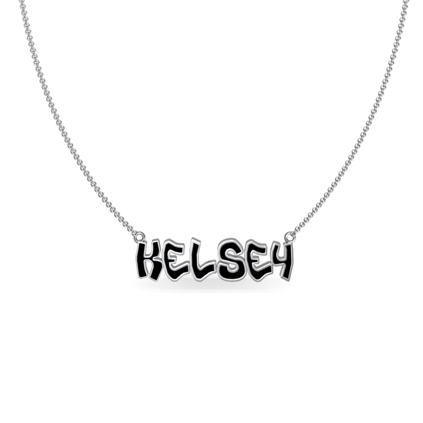 Mini Graffiti Name Plate Necklace | Sterling Silver