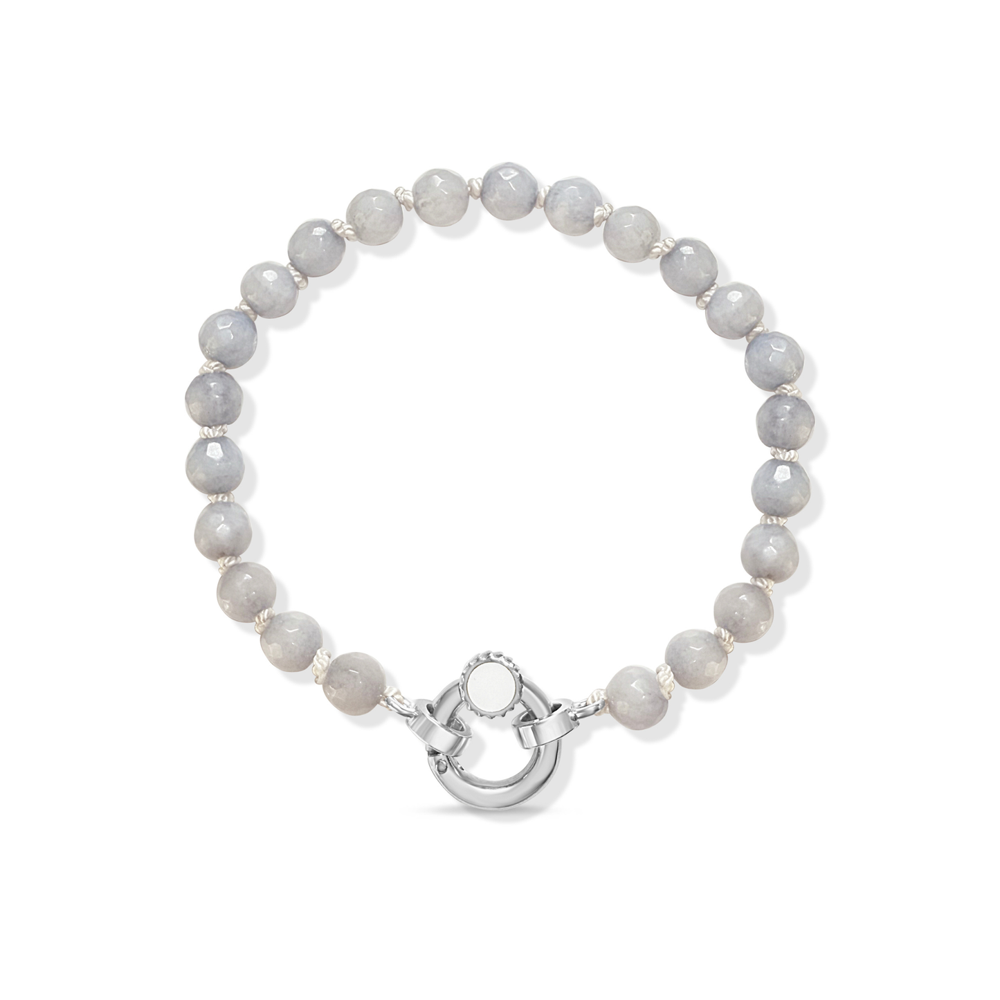 Small Colored Jade Beaded Bracelet Strand | Sterling Silver