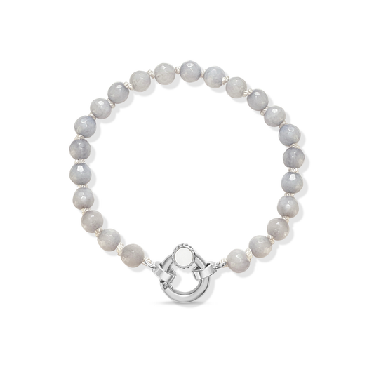 Small Colored Jade Beaded Bracelet Strand | Sterling Silver