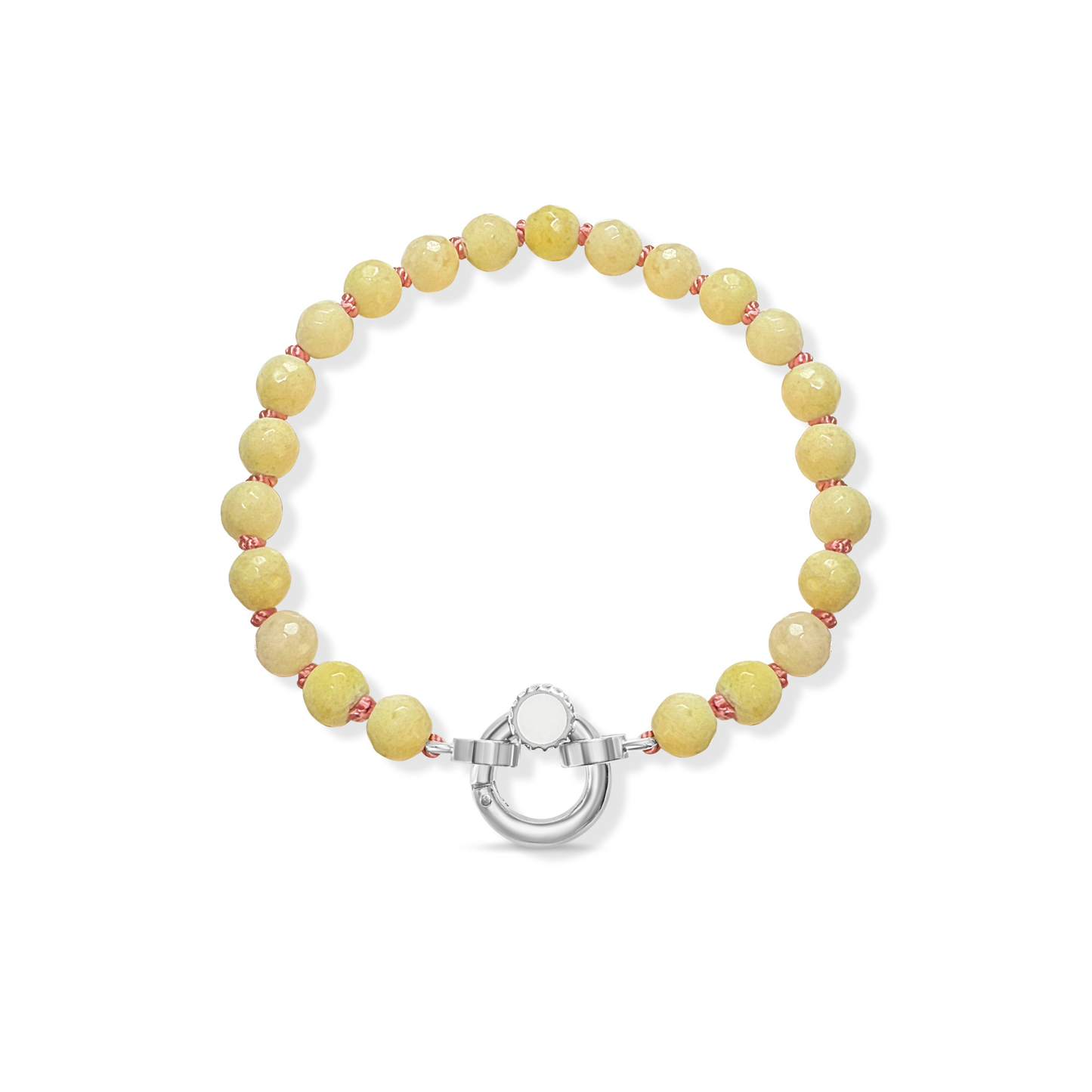 Small Colored Jade Beaded Bracelet Strand | Sterling Silver