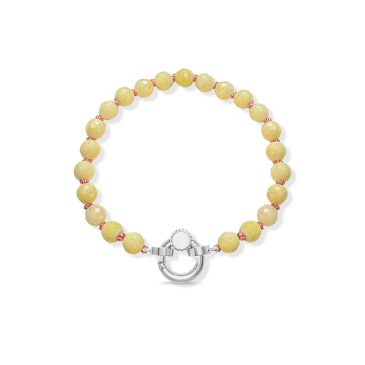 Small Colored Jade Beaded Bracelet Strand | Sterling Silver
