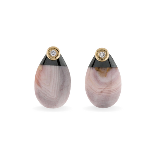 Hematite & Pink Agate Earrings