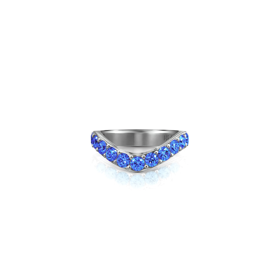 Cigar Gemstone Shadow Band, large | 14K Gold 18K White Gold Lab Grown Sapphire Ring {{ catogery }} {{ Collections }}