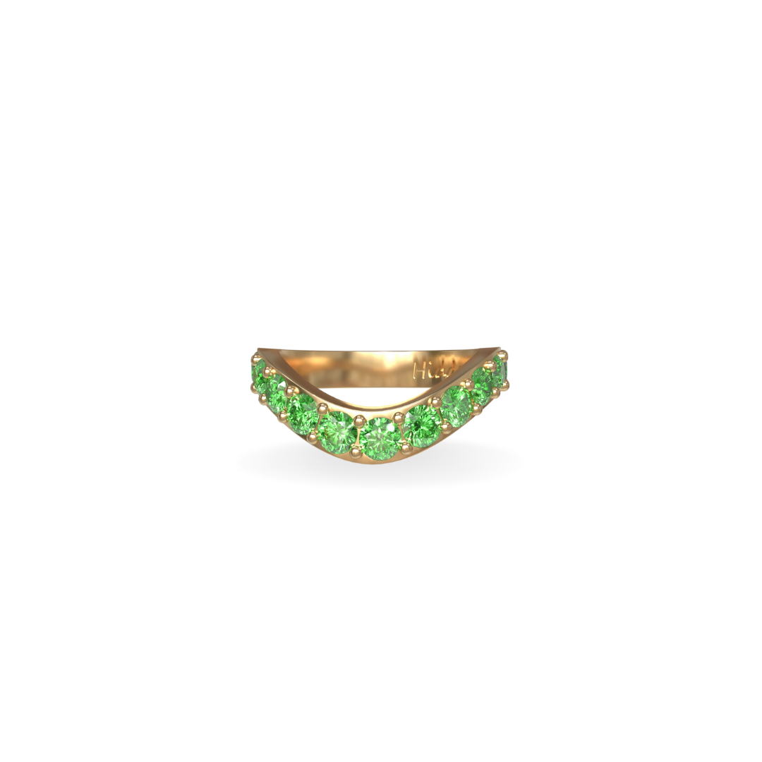 Jumbo Lab Grown Emerald Cigar Shadow Band | 18K Gold