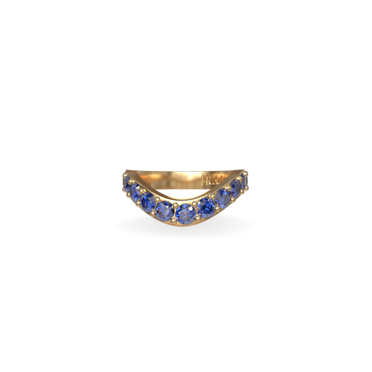 Jumbo Lab Grown Sapphire Cigar Shadow Band | 18K Gold