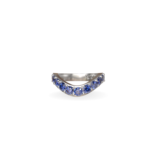 Jumbo Lab Grown Sapphire Cigar Shadow Band | 18K Gold