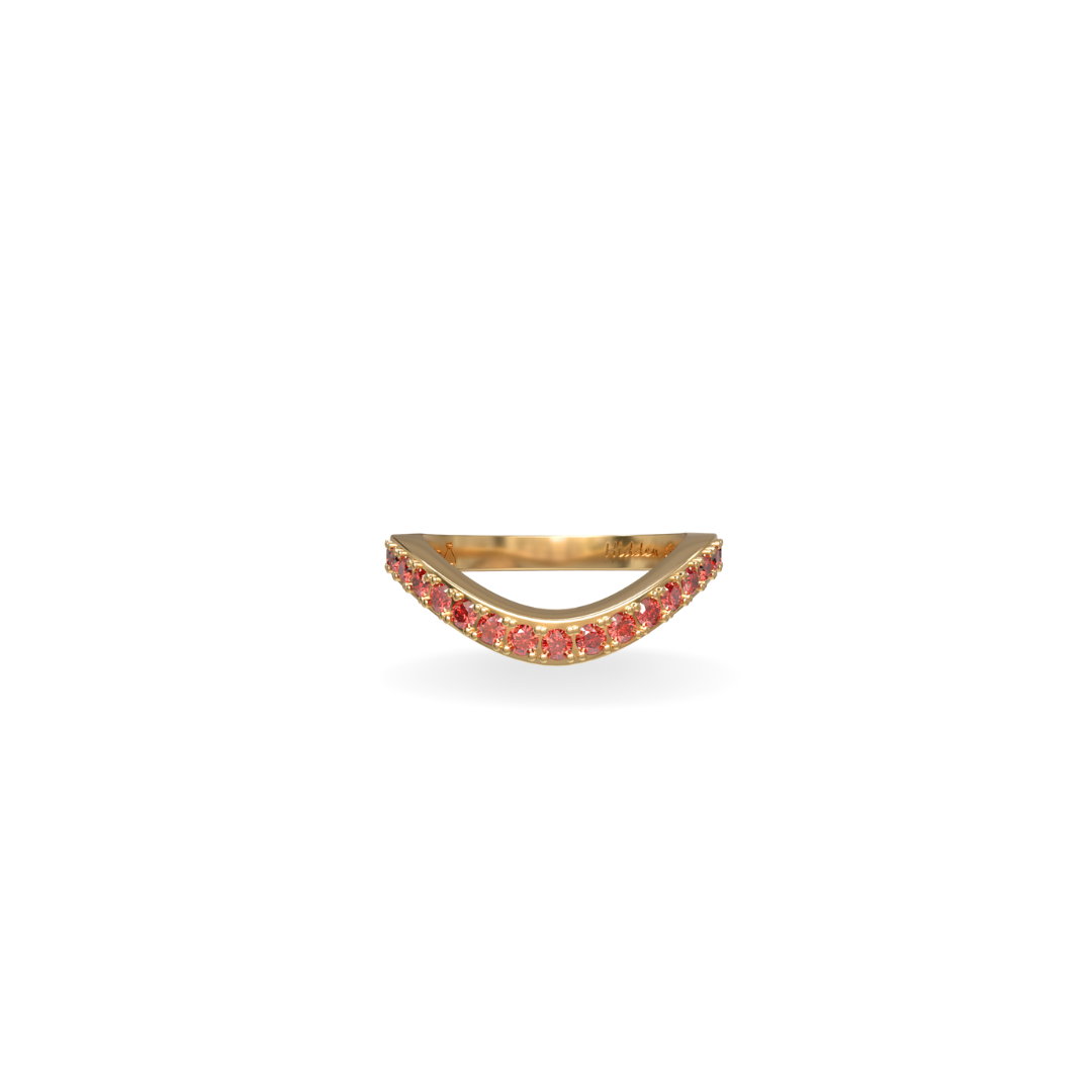 Lab Grown Ruby Cigar Shadow Band | 18K Gold