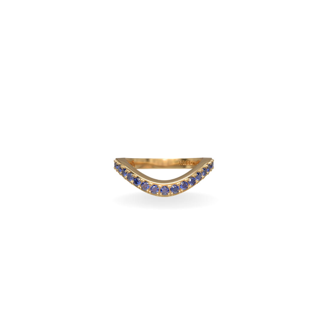 Lab Grown Sapphire Cigar Shadow Band | 18K Gold