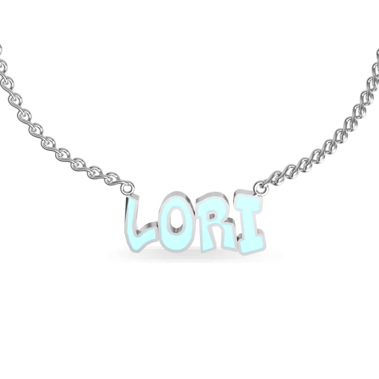 Large Graffiti Name Plate Necklace | Sterling Silver