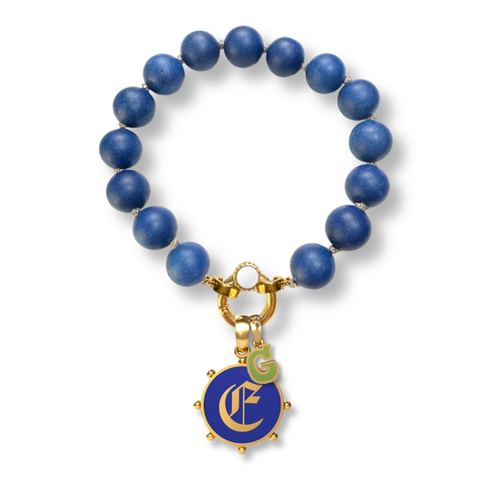 Large Colored Jade Beaded Bracelet | 18K Gold