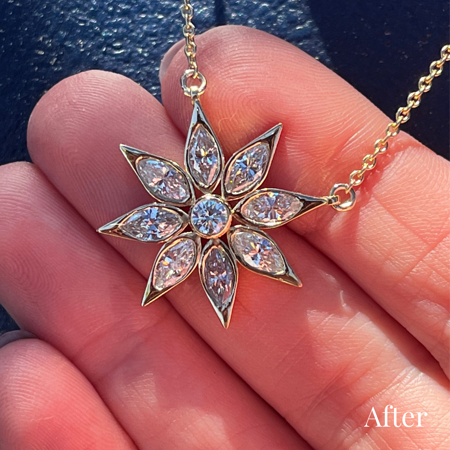 Custom Order | Marquise Diamond Flower Pendant