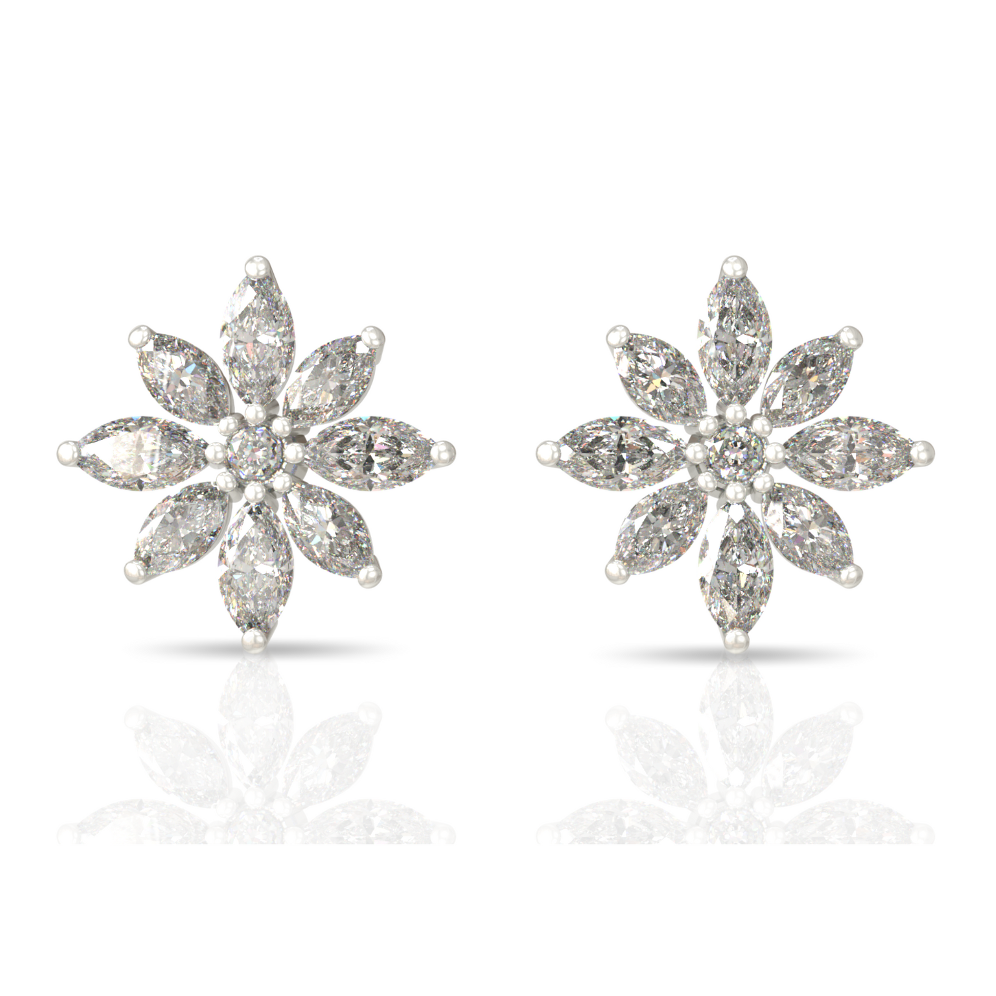 Custom Order | Marquise Florette Diamond Stud Earrings Earrings {{ catogery }} {{ Collections }}