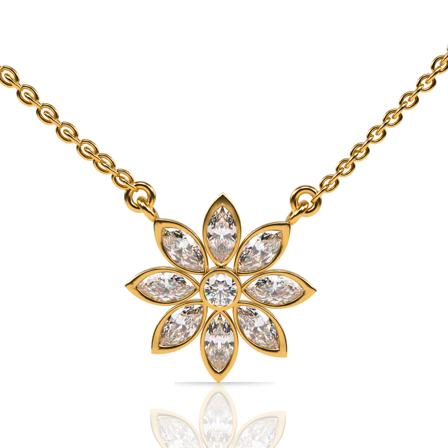 Custom Order | Marquise Diamond Flower Pendant