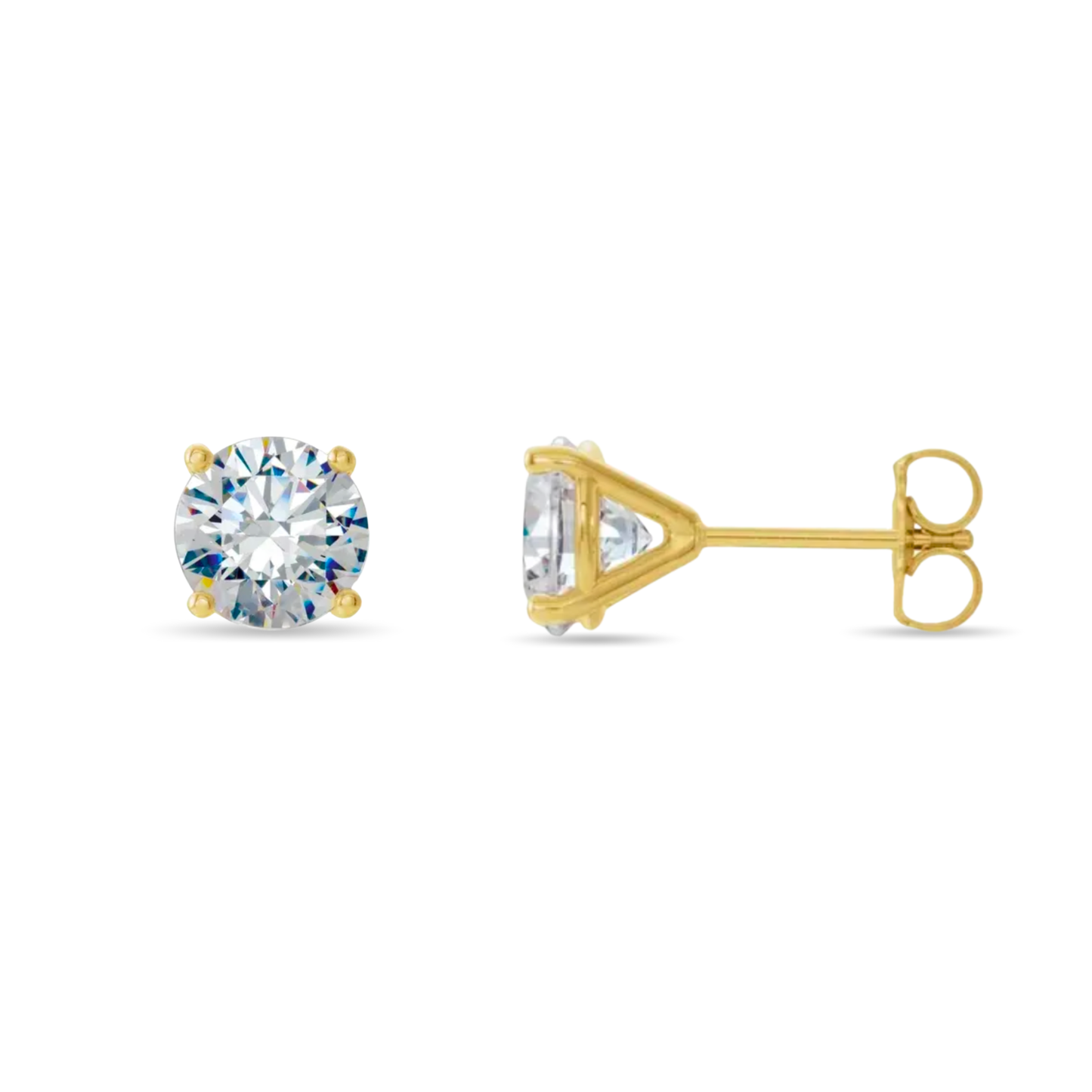 Martini Lab Grown Round Diamond Stud Earrings | 18K Gold