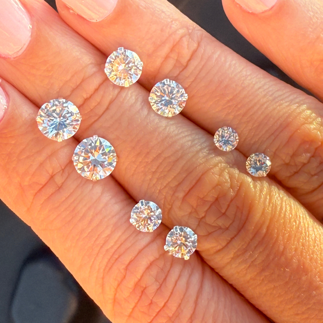 Martini Lab Grown Round Diamond Stud Earrings | 18K Gold