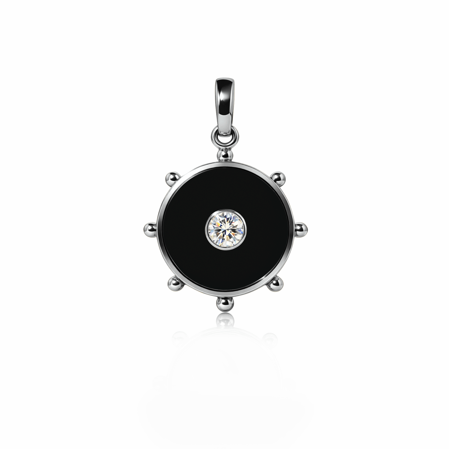Orbit Single Diamond Charm, medium | Sterling Silver Black Night {{ catogery }} {{ Collections }}