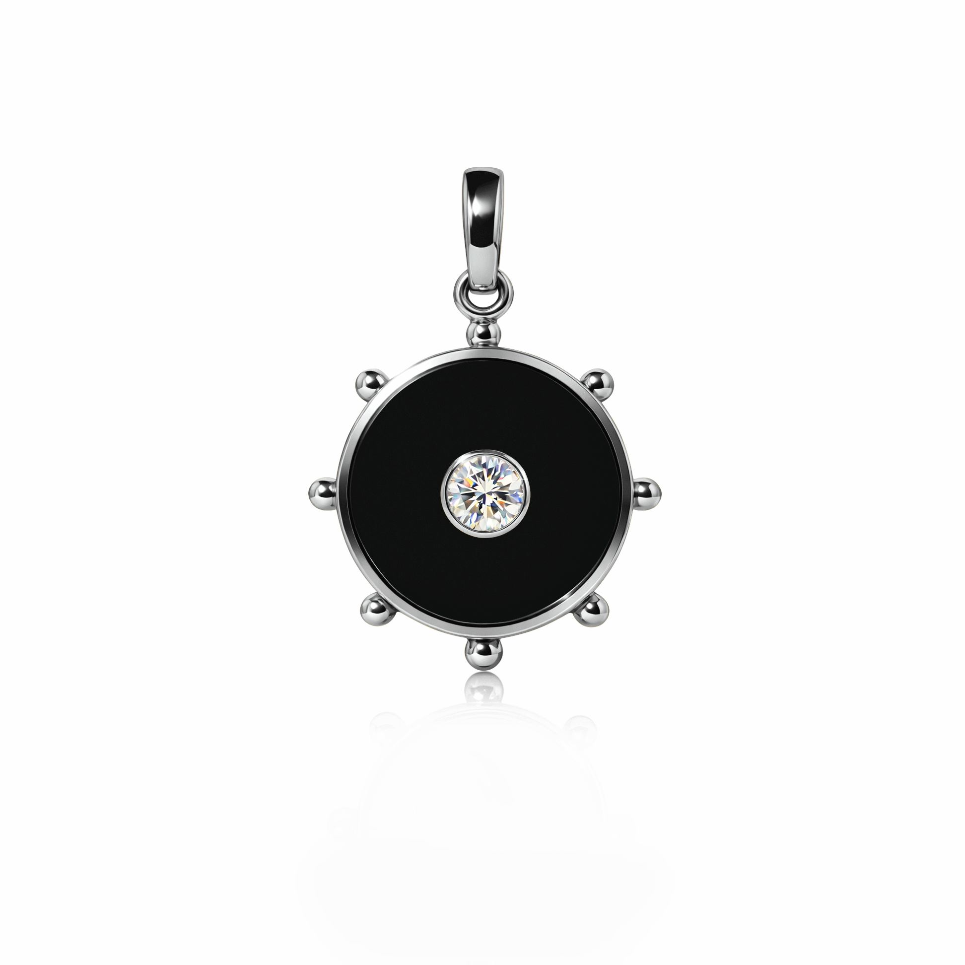 Orbit Single Diamond Charm, medium | Sterling Silver Black Night {{ catogery }} {{ Collections }}