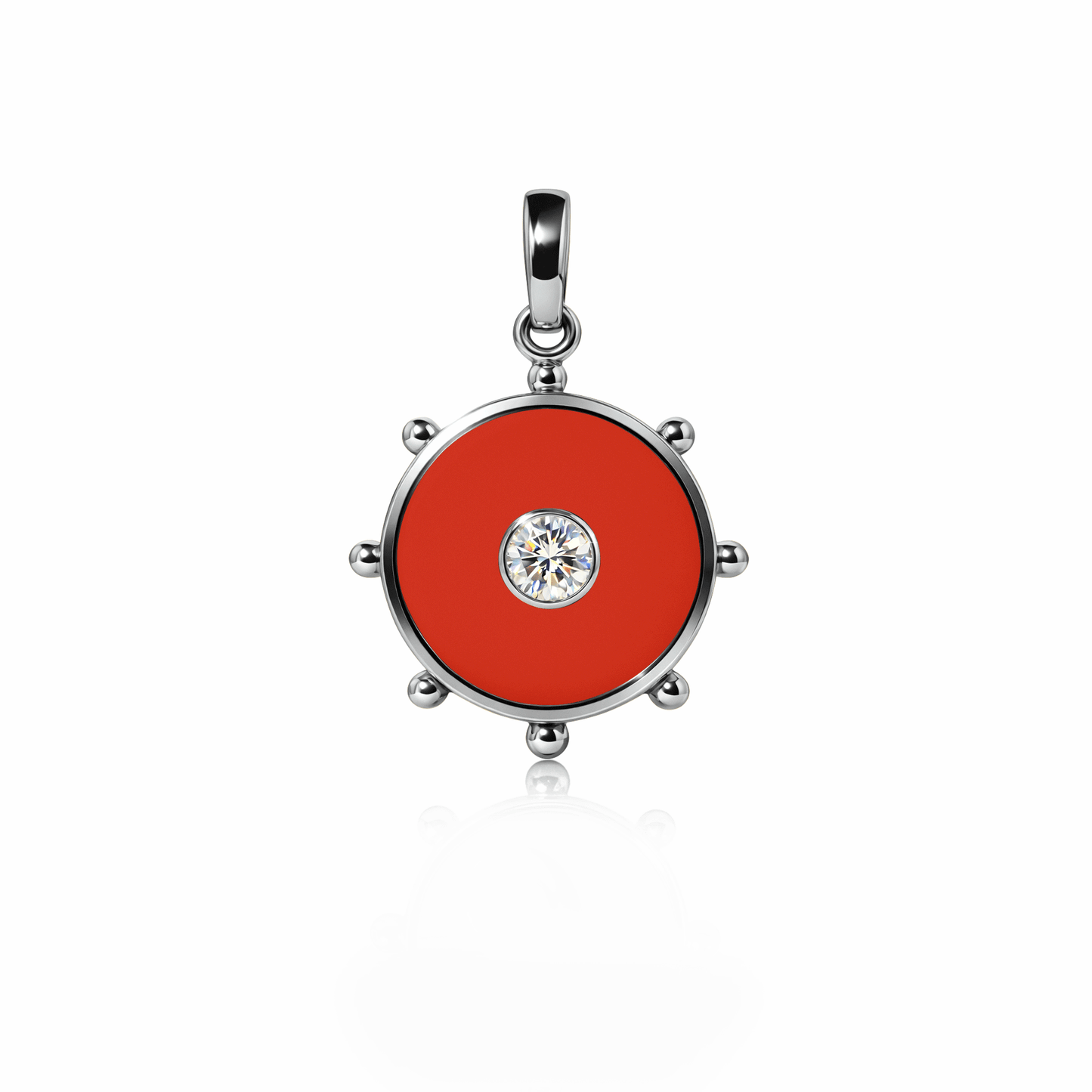 Orbit Single Diamond Charm, medium | Sterling Silver Red Clay {{ catogery }} {{ Collections }}