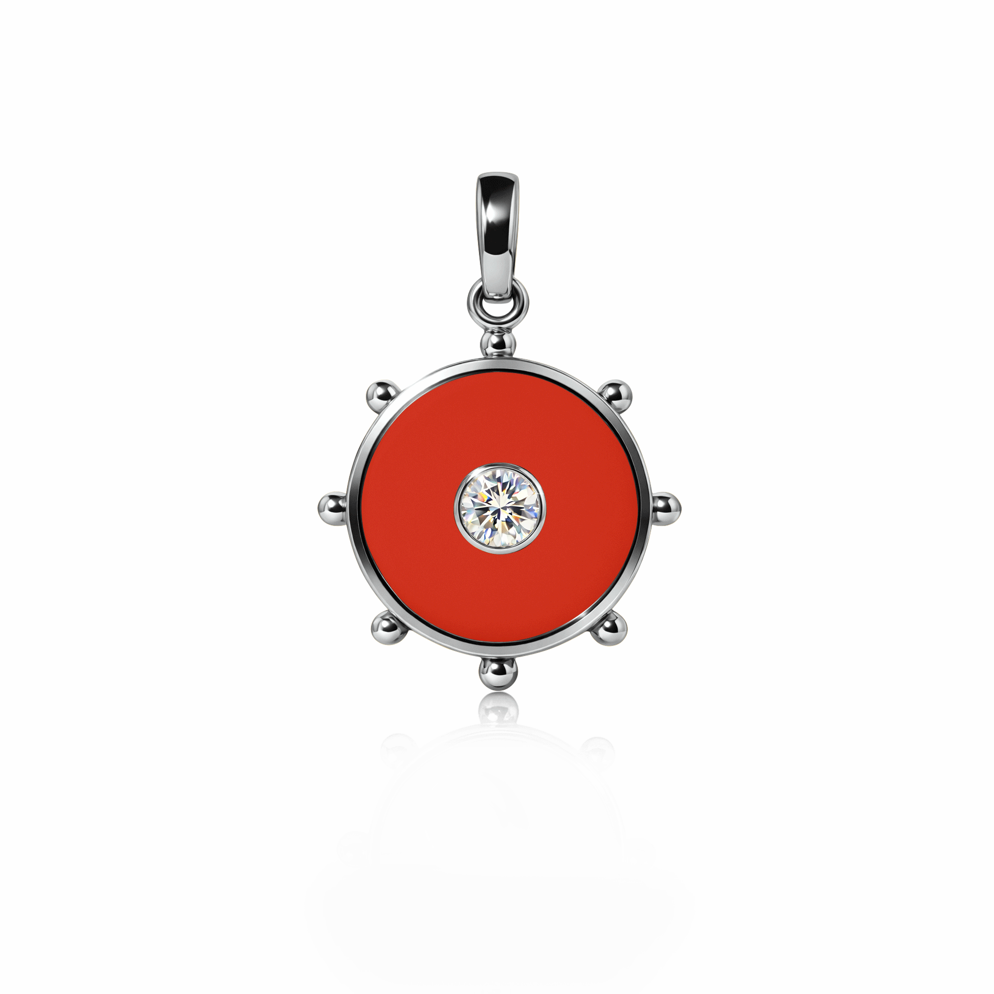 Orbit Single Diamond Charm, medium | Sterling Silver Red Clay {{ catogery }} {{ Collections }}