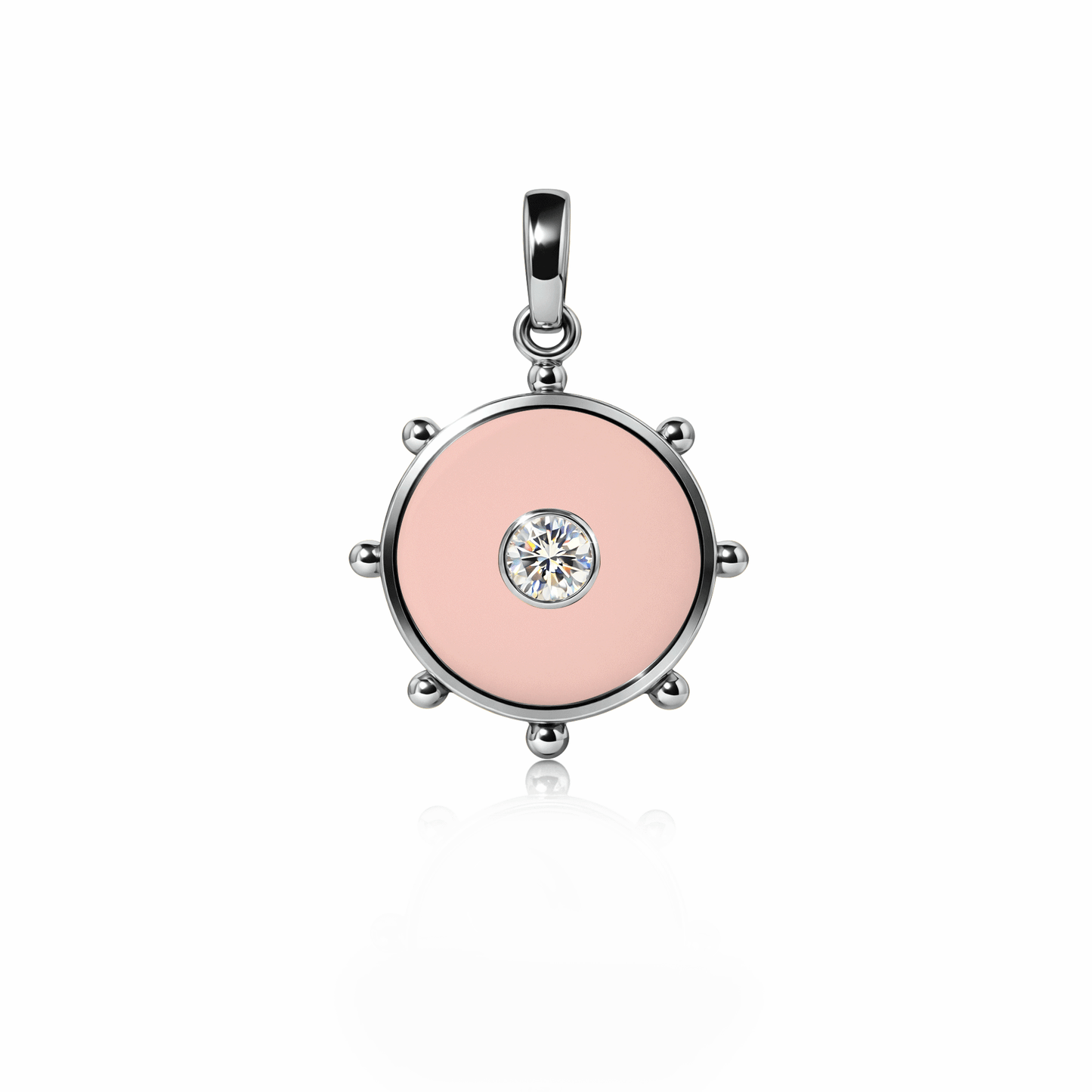 Orbit Single Diamond Charm, medium | Sterling Silver Rose Petal {{ catogery }} {{ Collections }}