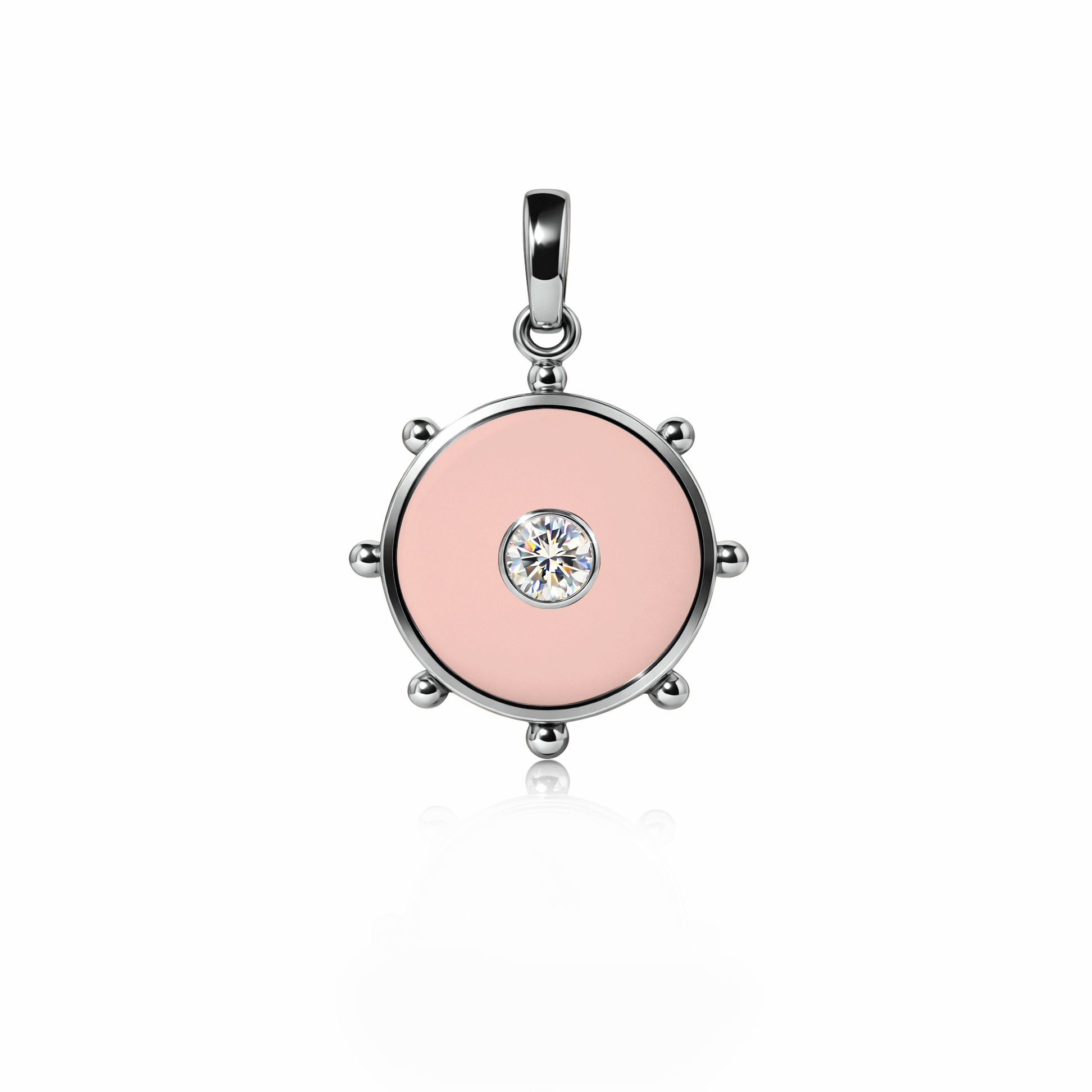 Orbit Single Diamond Charm, medium | Sterling Silver Rose Petal {{ catogery }} {{ Collections }}