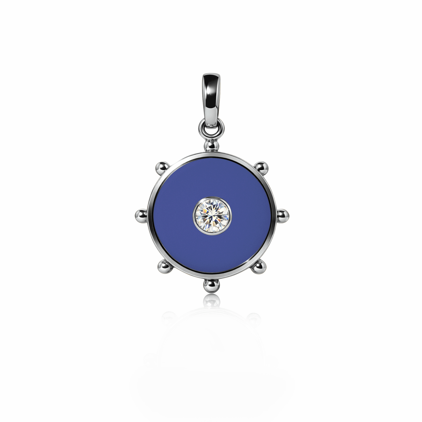 Orbit Single Diamond Charm, medium | Sterling Silver Royal Blue {{ catogery }} {{ Collections }}
