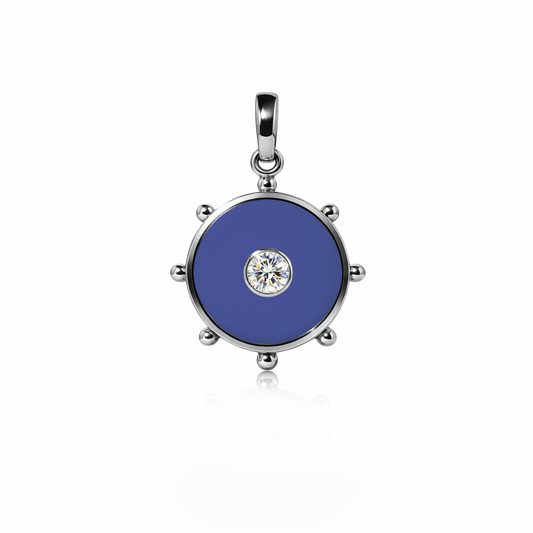 Orbit Single Diamond Charm, medium | Sterling Silver Royal Blue {{ catogery }} {{ Collections }}