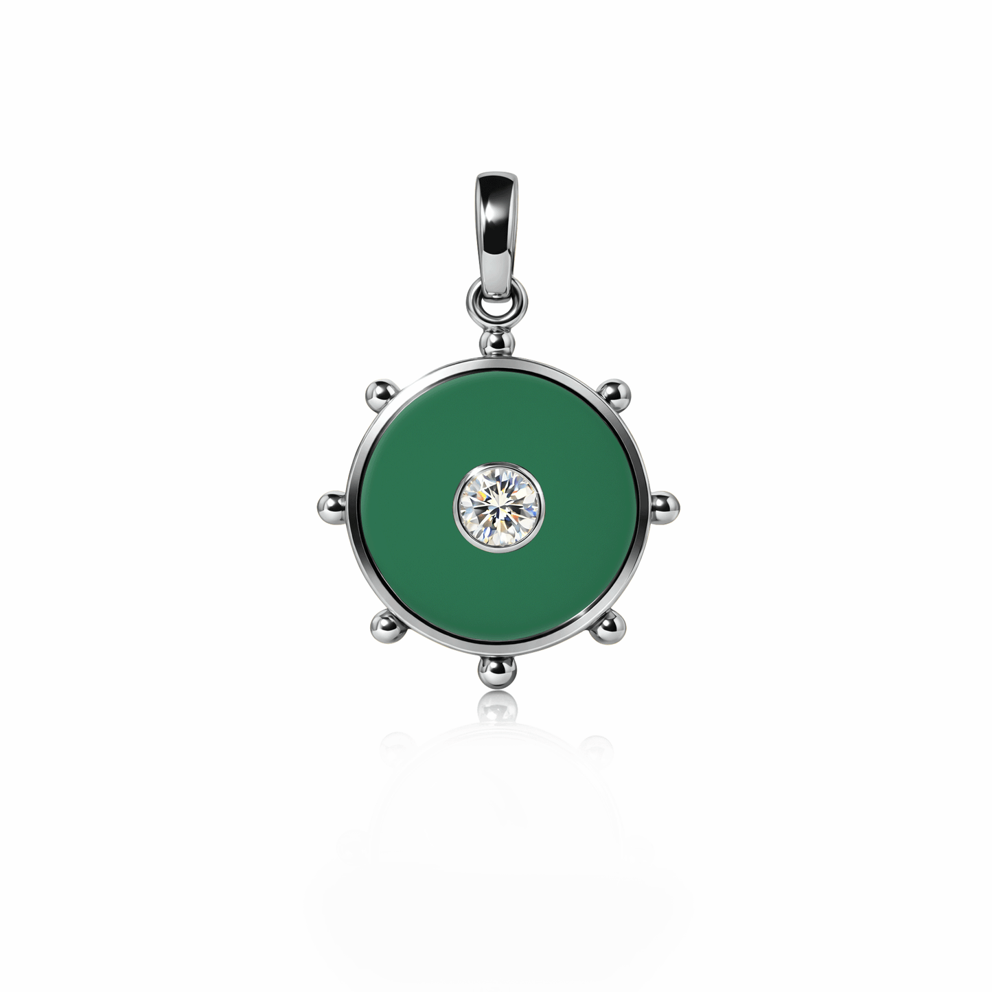 Orbit Single Diamond Charm, medium | Sterling Silver Spring Green {{ catogery }} {{ Collections }}