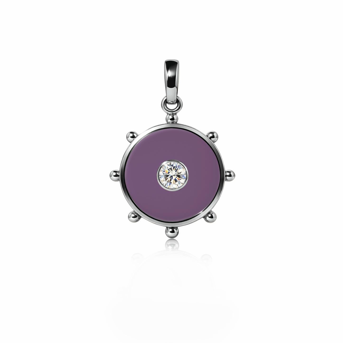 Orbit Single Diamond Charm, medium | Sterling Silver Sunset Purple {{ catogery }} {{ Collections }}
