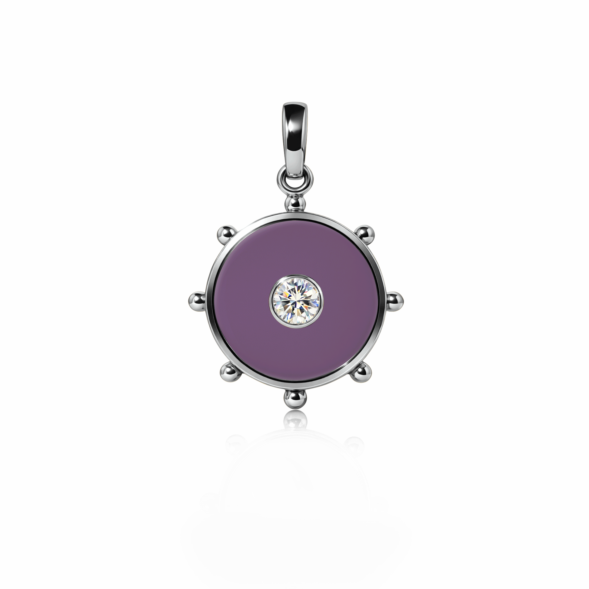 Orbit Single Diamond Charm, medium | Sterling Silver Sunset Purple {{ catogery }} {{ Collections }}
