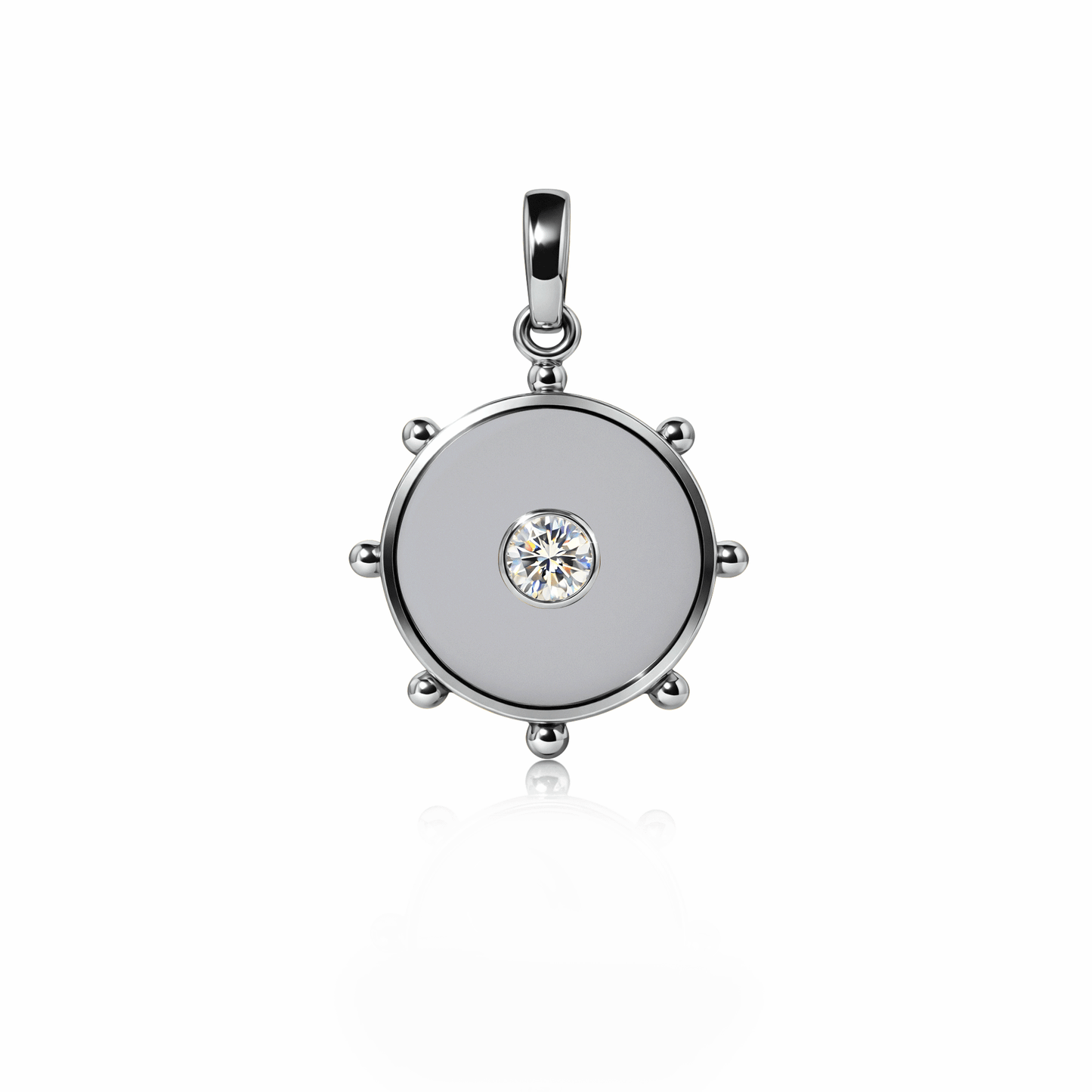 Orbit Single Diamond Charm, medium | Sterling Silver Steel Gray {{ catogery }} {{ Collections }}