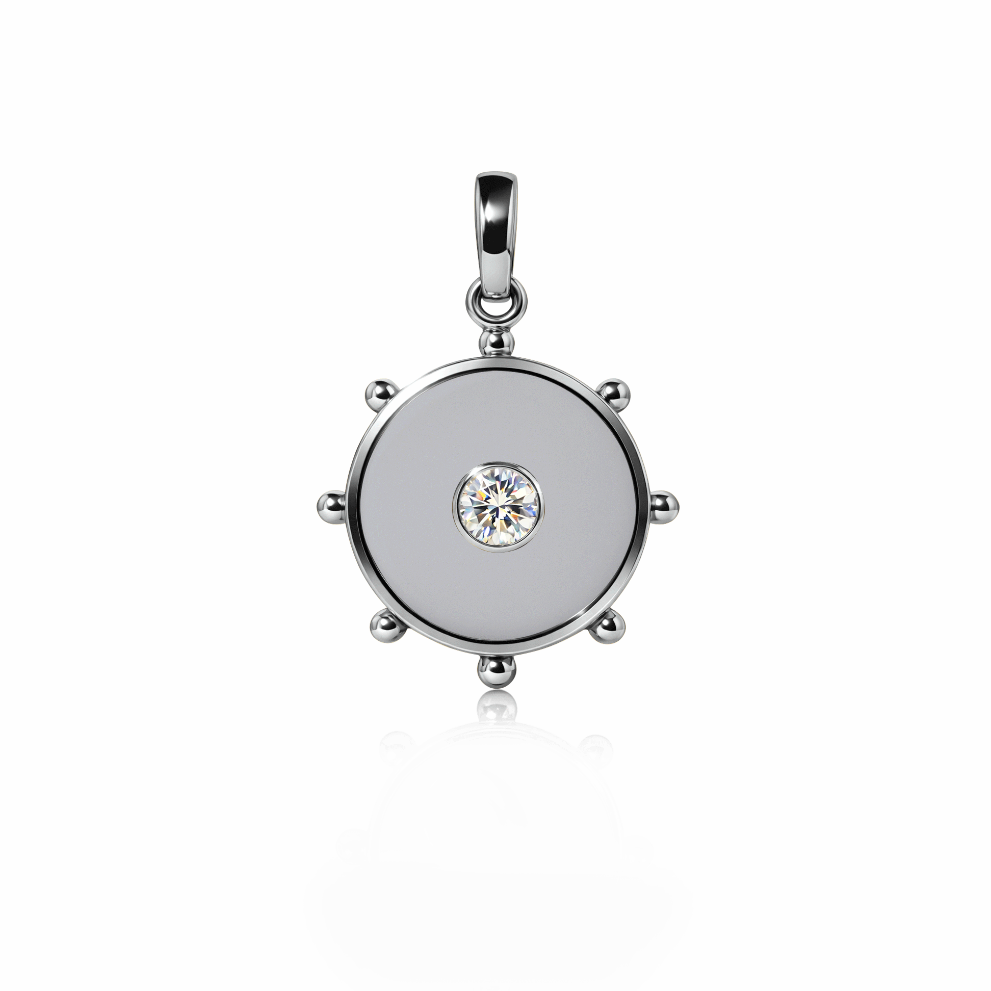 Orbit Single Diamond Charm, medium | Sterling Silver Steel Gray {{ catogery }} {{ Collections }}