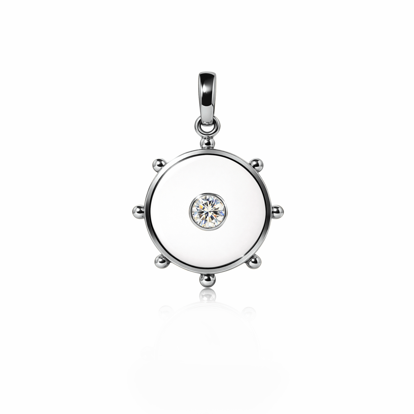 Orbit Single Diamond Charm, medium | Sterling Silver White Cloud {{ catogery }} {{ Collections }}