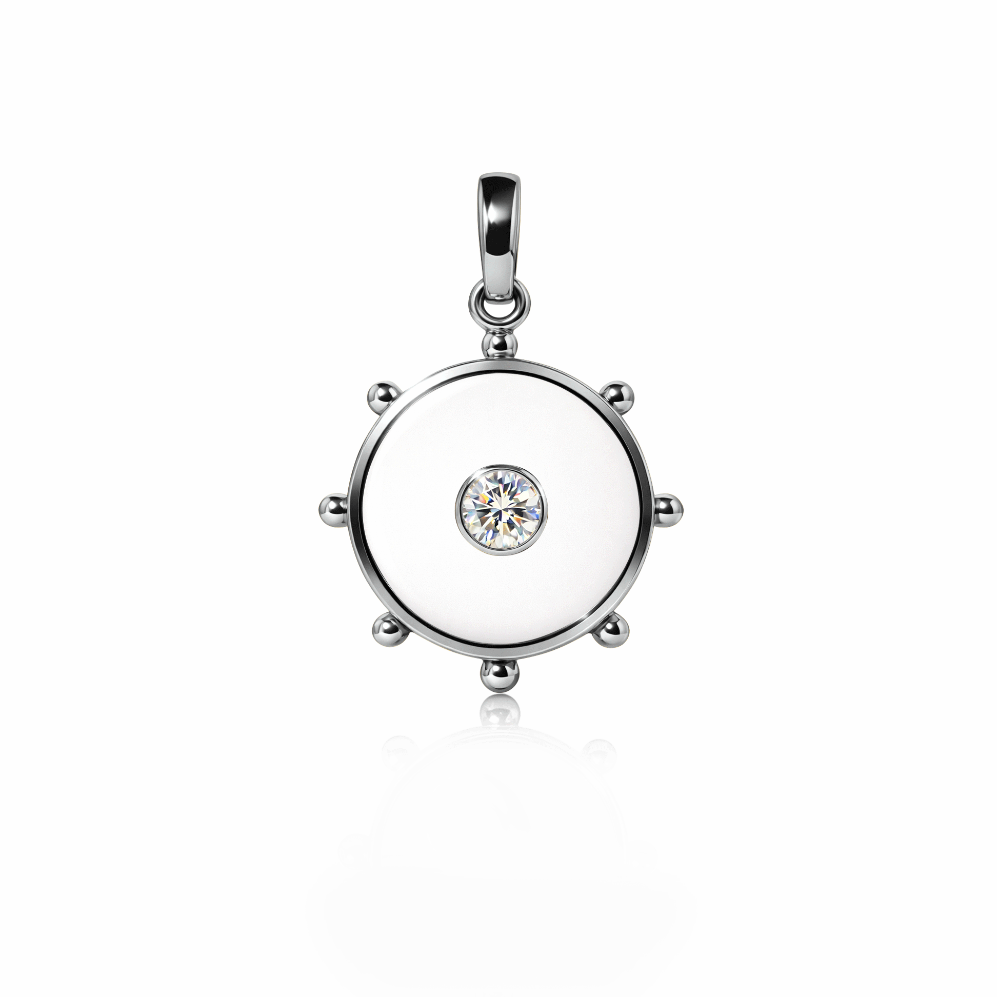 Orbit Single Diamond Charm, medium | Sterling Silver White Cloud {{ catogery }} {{ Collections }}