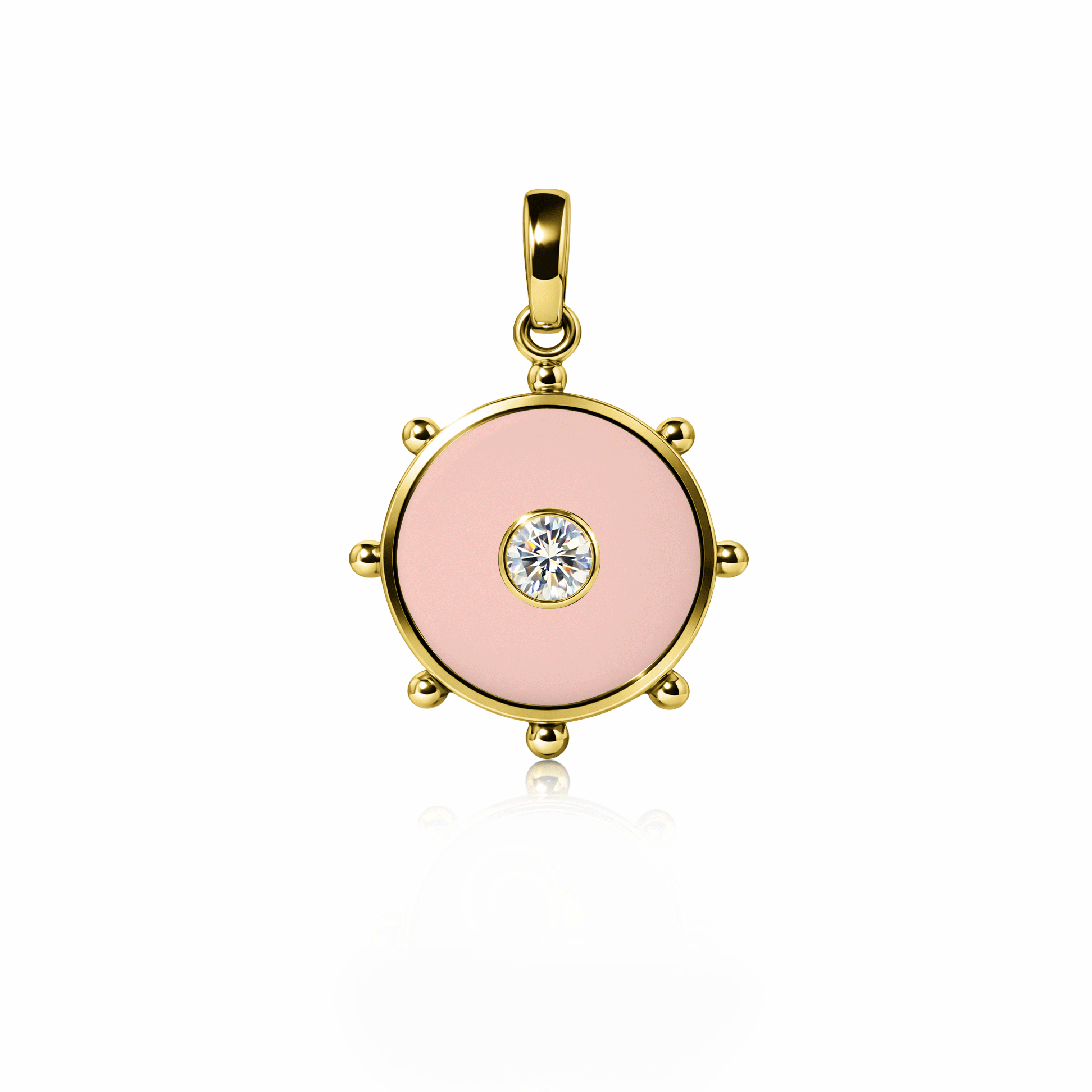 Orbit Single Diamond Charm, medium | 14K Gold Rose Petal {{ catogery }} {{ Collections }}