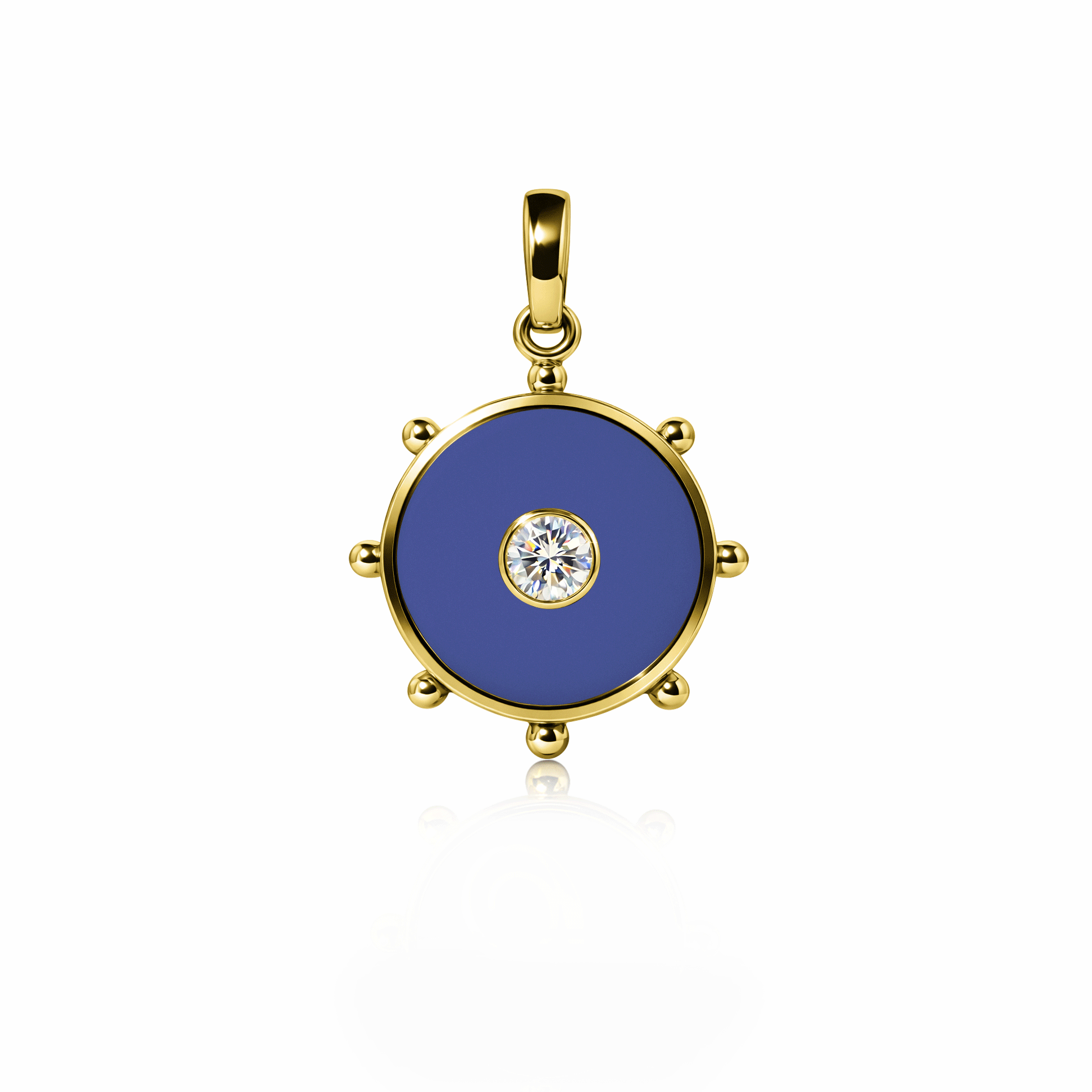 Orbit Single Diamond Charm, medium | 14K Gold Royal Blue {{ catogery }} {{ Collections }}
