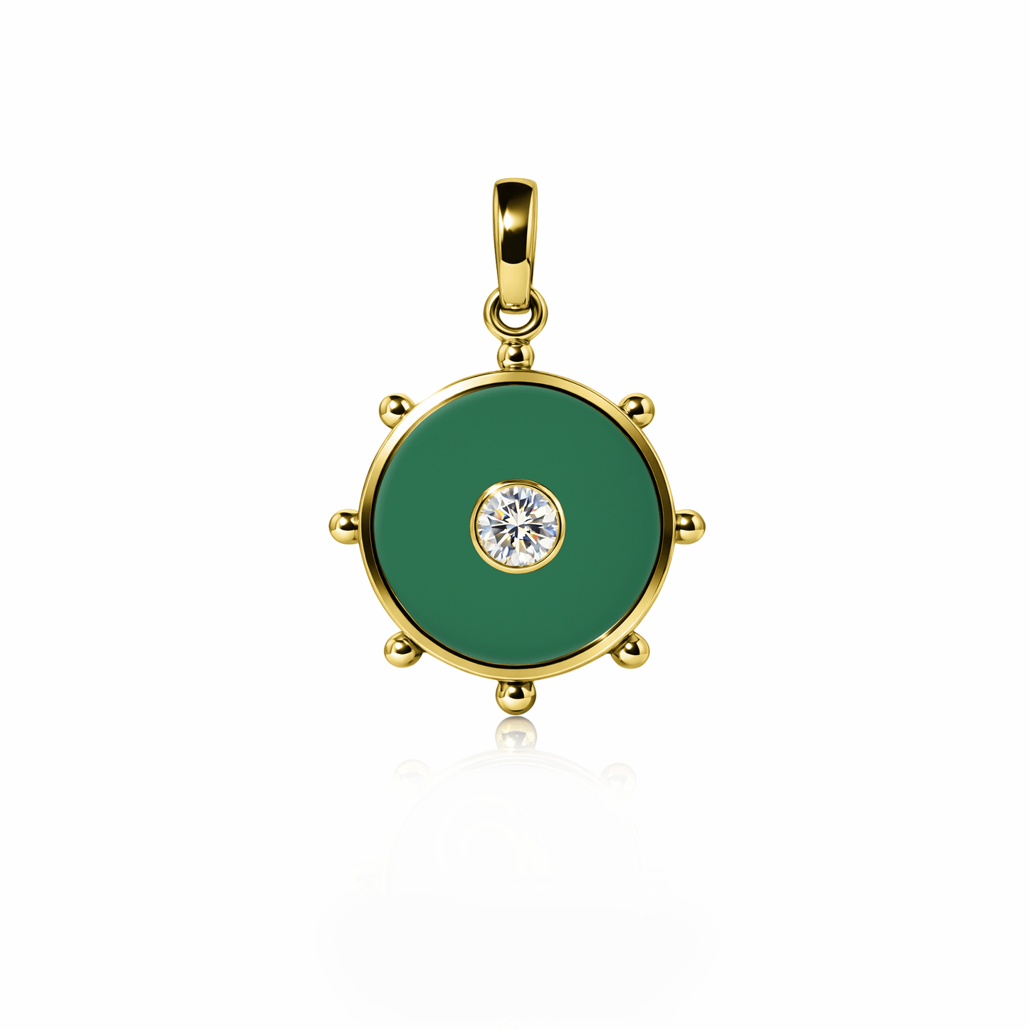 Orbit Single Diamond Charm, medium | 14K Gold Spring Green {{ catogery }} {{ Collections }}