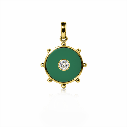 Orbit Single Diamond Charm, medium | 14K Gold Spring Green {{ catogery }} {{ Collections }}