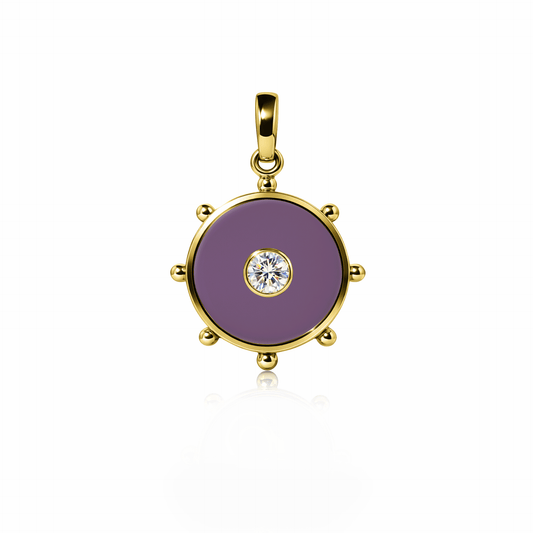 Orbit Single Diamond Charm, medium | 14K Gold Sunset Purple {{ catogery }} {{ Collections }}