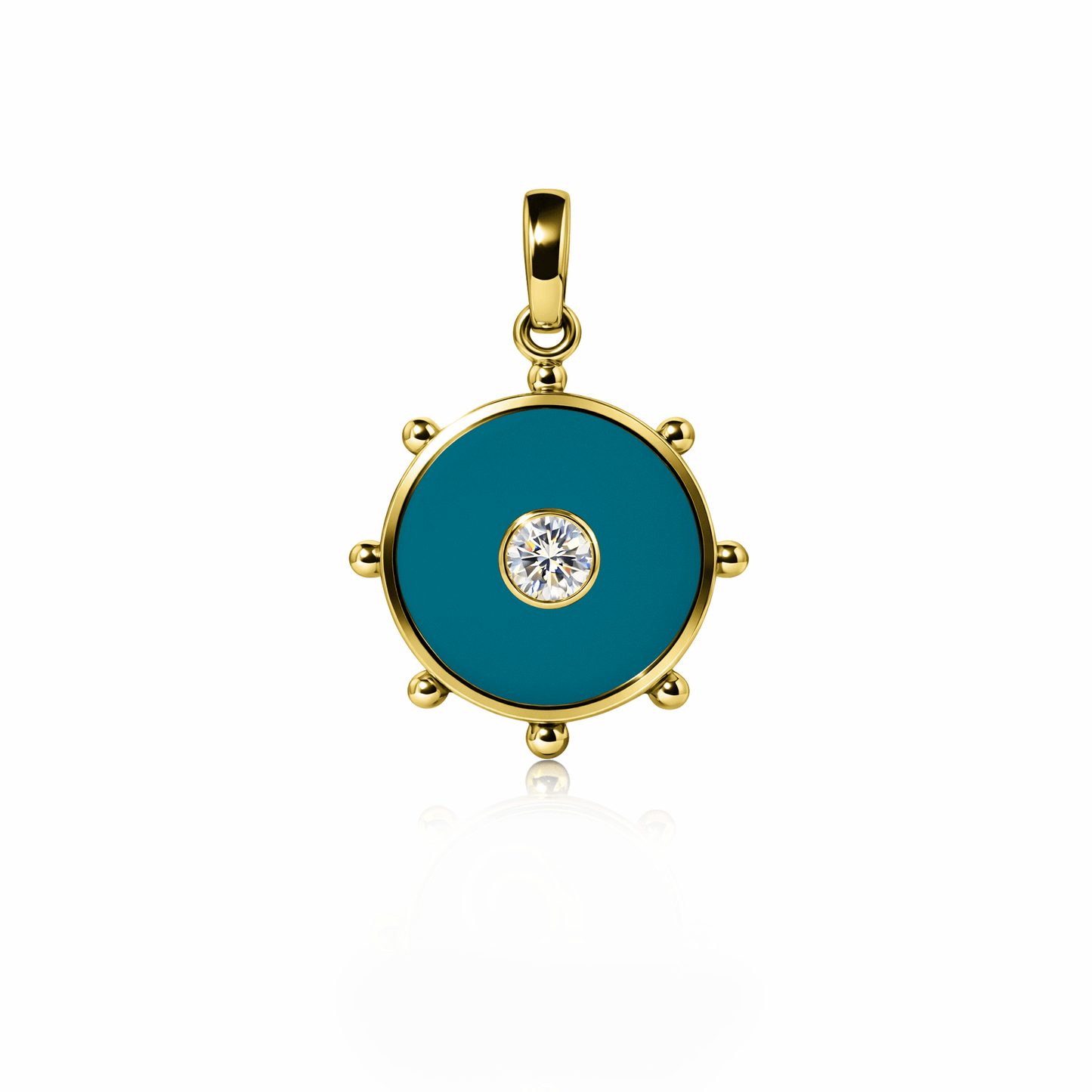 Orbit Single Diamond Charm, medium | 14K Gold Seafoam Green {{ catogery }} {{ Collections }}