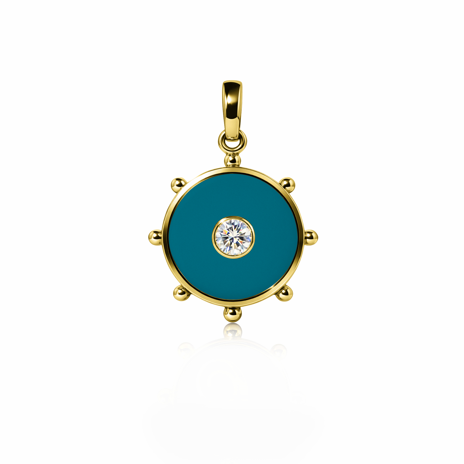 Orbit Single Diamond Charm, medium | 14K Gold Seafoam Green {{ catogery }} {{ Collections }}