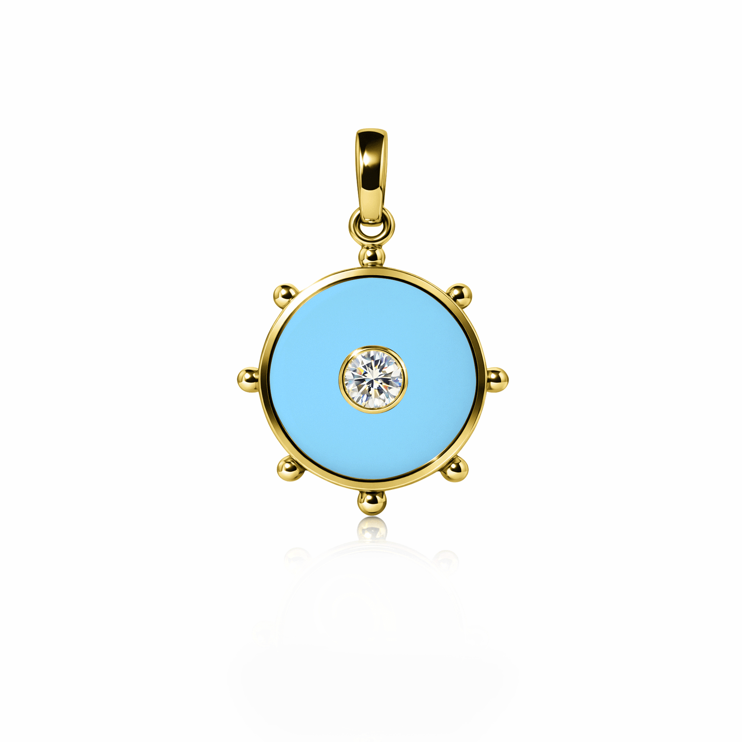Orbit Single Diamond Charm, medium | 14K Gold Sky Blue {{ catogery }} {{ Collections }}